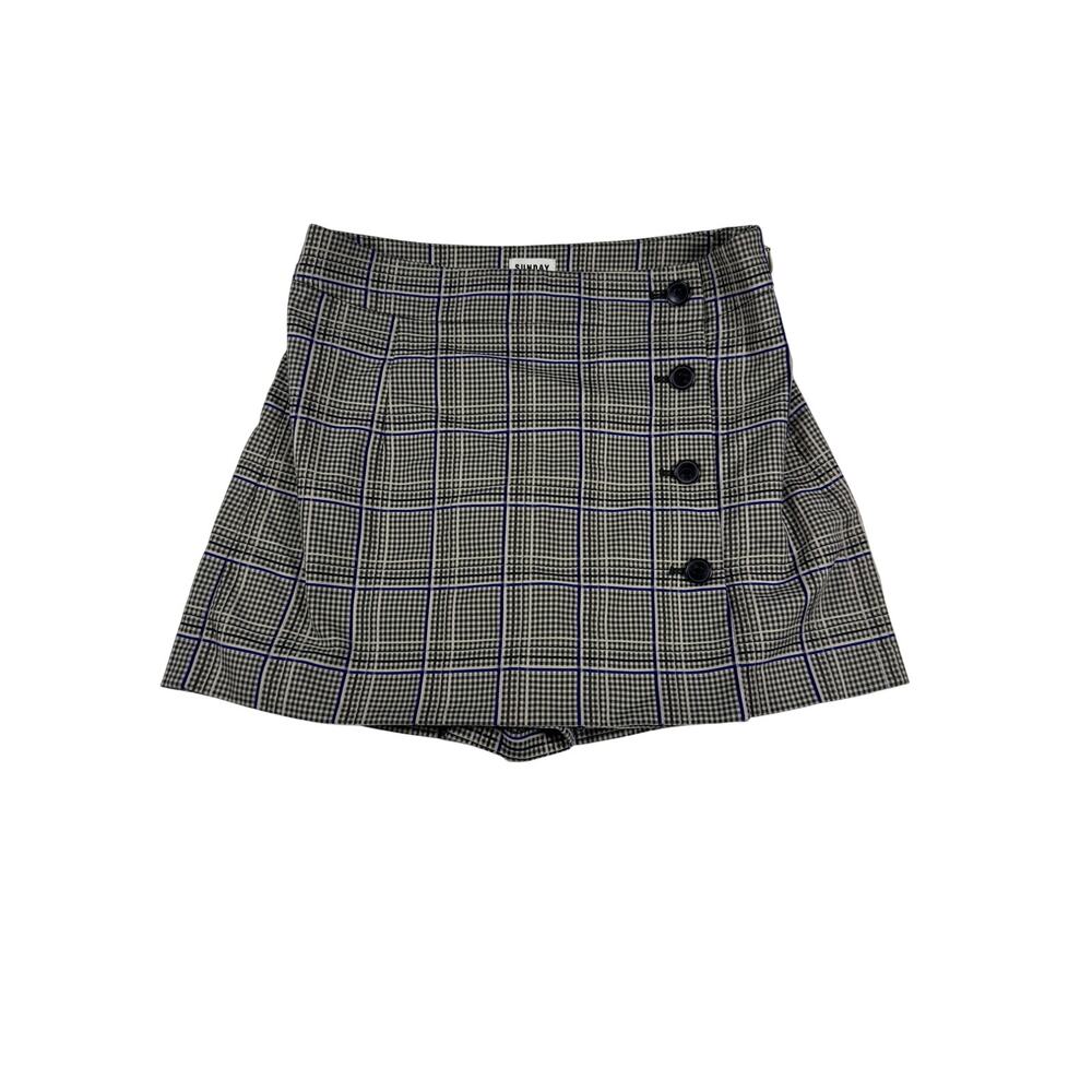 Sunday Best Plaid Skort Women’s Size 6 Black White Blue High Rise Aritzia